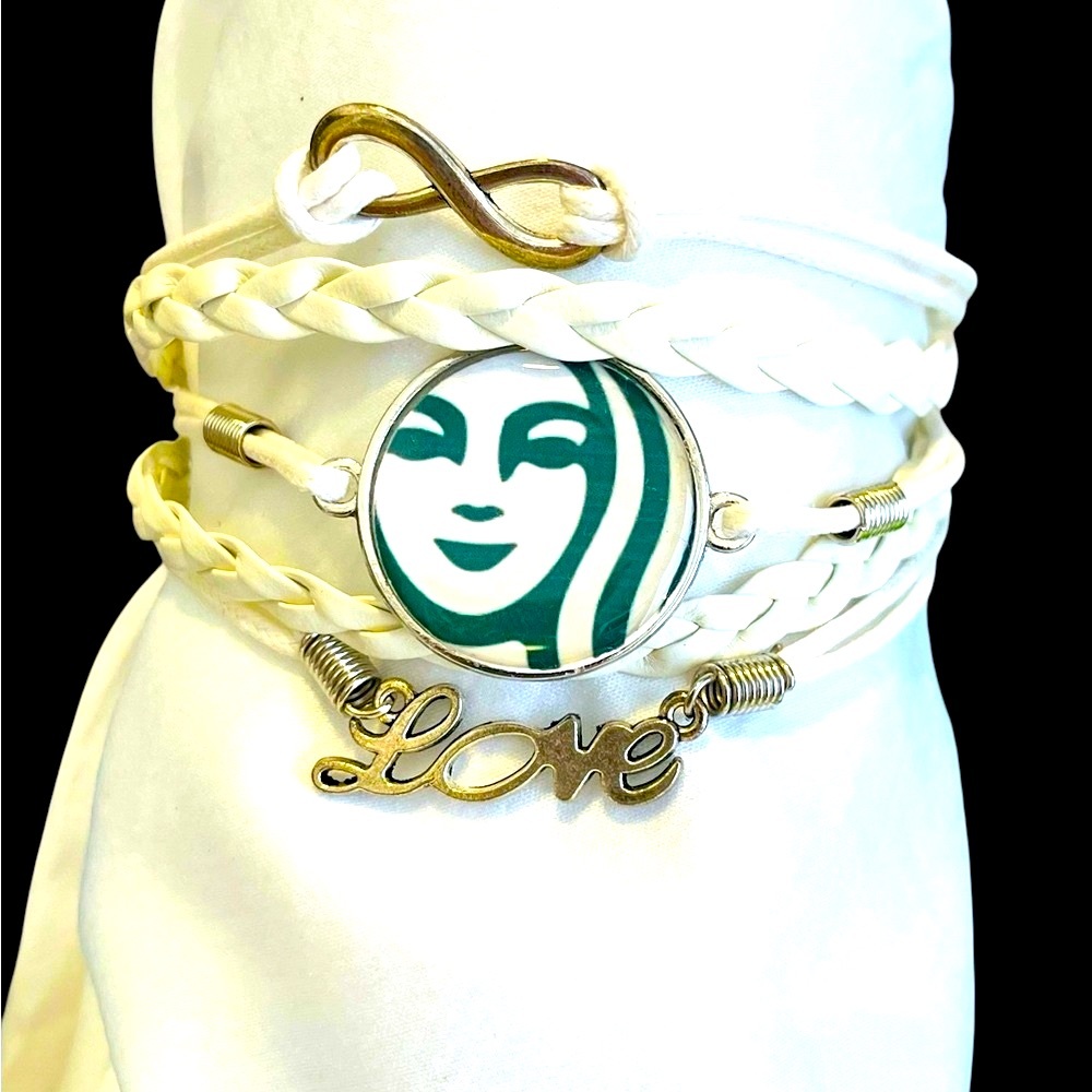 White and Silver Starbucks Love Bracelet
